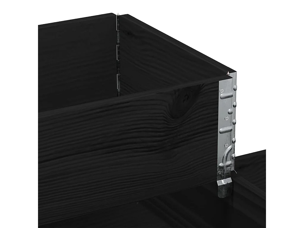 Lit surélevé à 3 niveaux noir 120x80 cm bois de pin massif