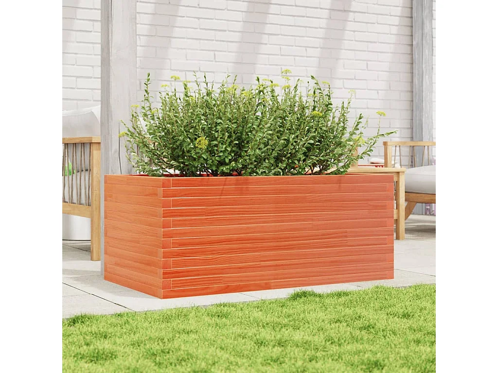 Fioriera Giardino Marrone Cera 110x60x46 cm Legno Massello Pino