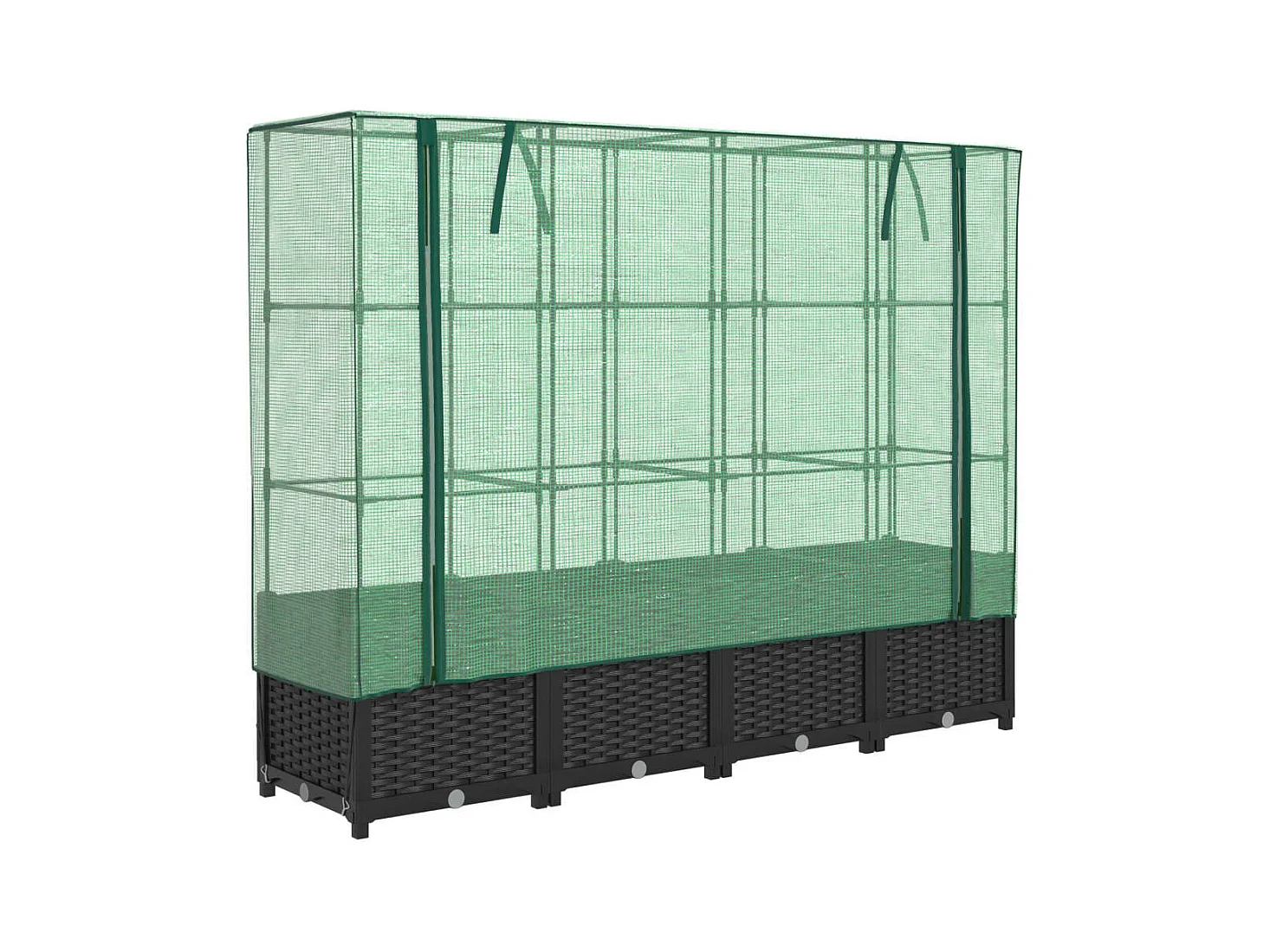 Letto Rialzato con Copertura Serra Effetto Rattan 160x40x138 cm