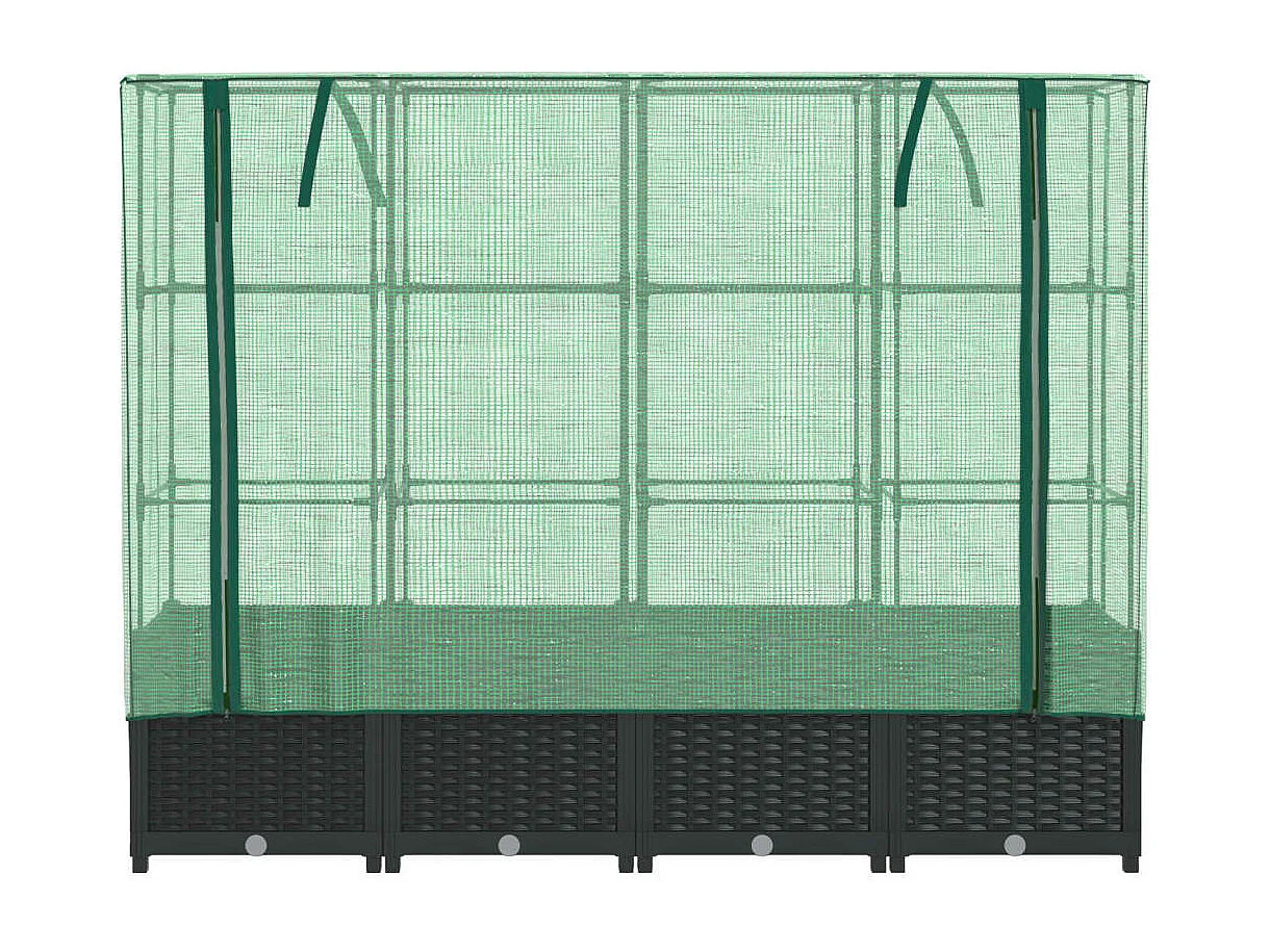 Hochbeet mit Gewächshaus-Aufsatz Rattan-Optik 160x40x138 cm