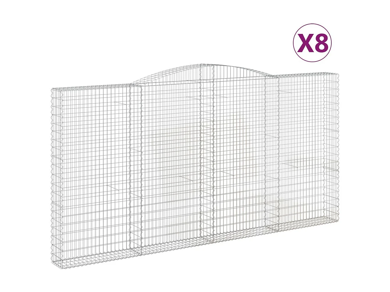 Paniers à gabions arqués 8 pcs 400x30x200/220 cm Fer galvanisé