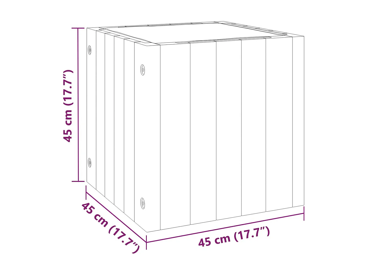 Jardinière 45x45x45 cm bois massif d'acacia