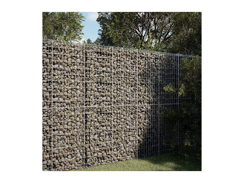 Cesto Gabbione con Copertura 100x50x200 cm in Ferro Zincato