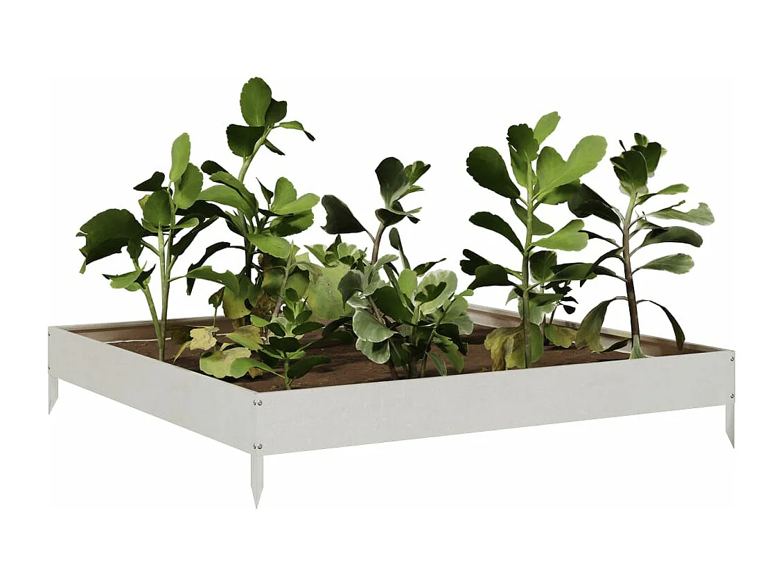 Canteiro elevado de jardim 100x100x18,5 cm aço inoxidável