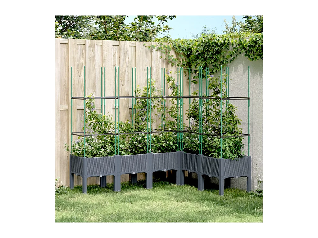 Pflanzkübel mit Rankgitter Grau 160x120x142,5 cm PP