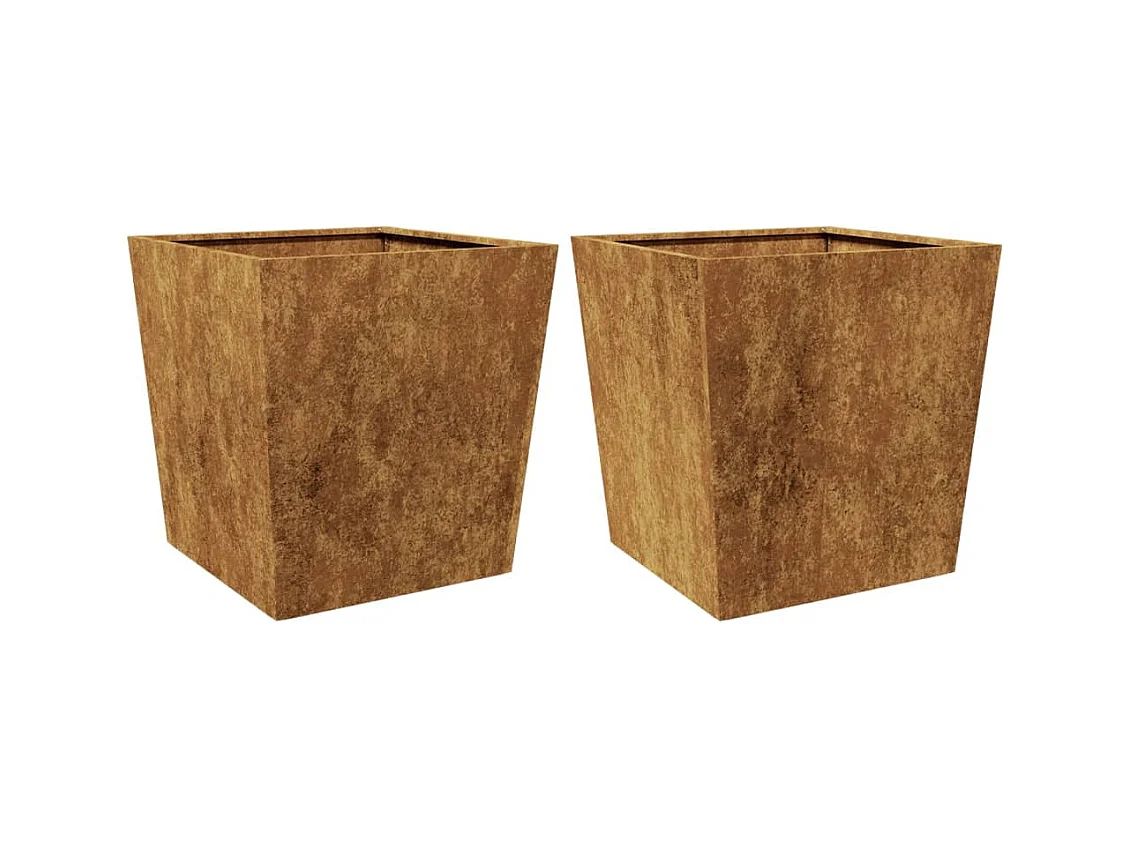 Fioriere da Giardino 2 pz 50x50x50 cm in Acciaio Corten