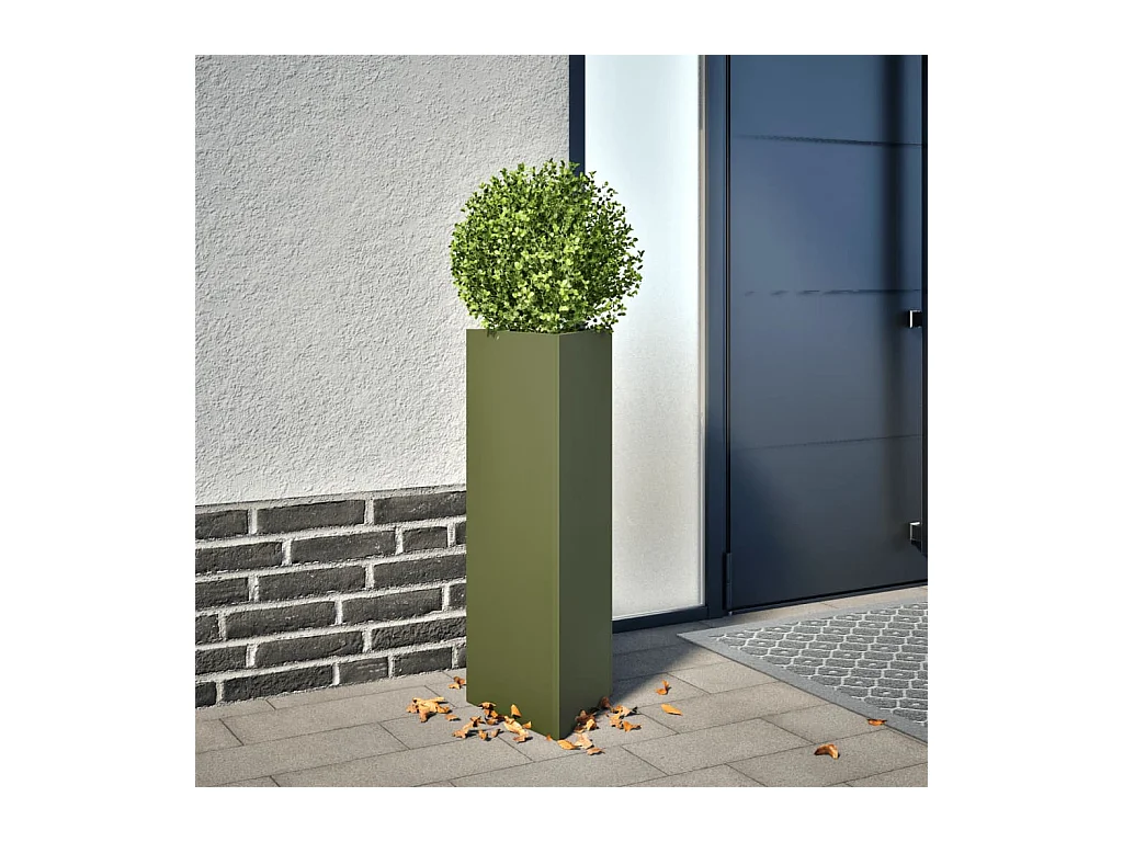 Pflanzkübel Olivgrün Dreieckig 30x26x75 cm Stahl