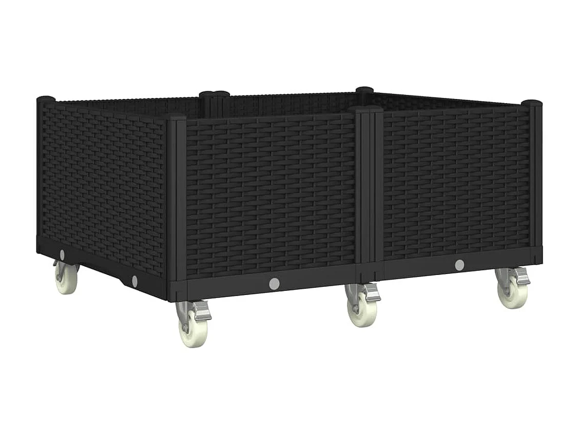 Pflanzkasten mit Rollen Schwarz 100x80x54 cm PP