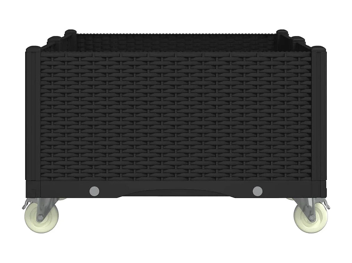 Pflanzkasten mit Rollen Schwarz 100x80x54 cm PP