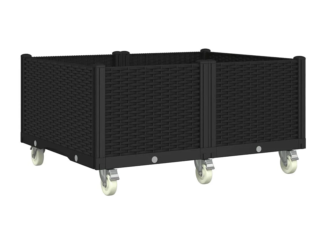 Pflanzkasten mit Rollen Schwarz 100x80x54 cm PP