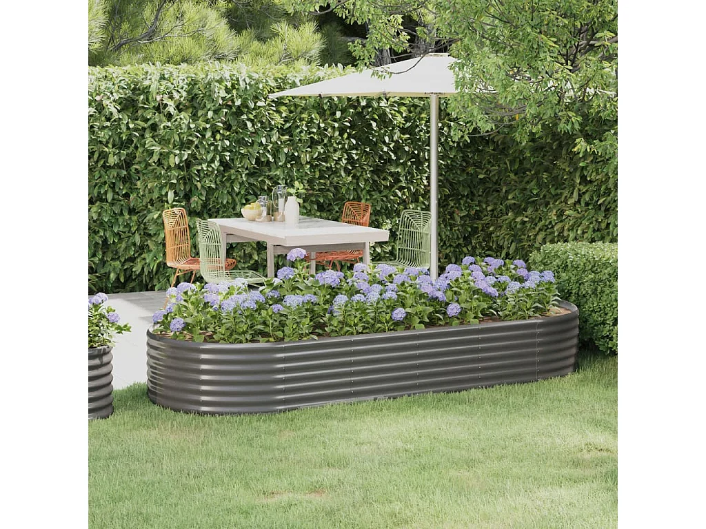 Lit surélevé de jardin Acier enduit de poudre 249x100x36cm gris