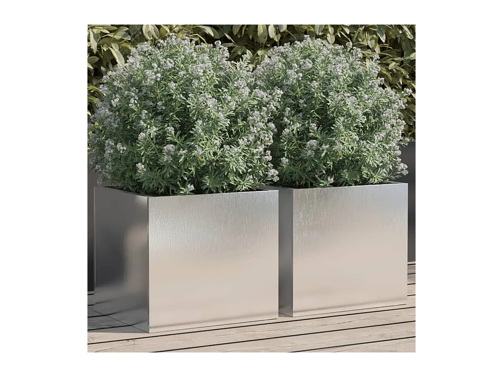 Jardinières 2 pcs argenté 32x30x29 cm acier inoxydable