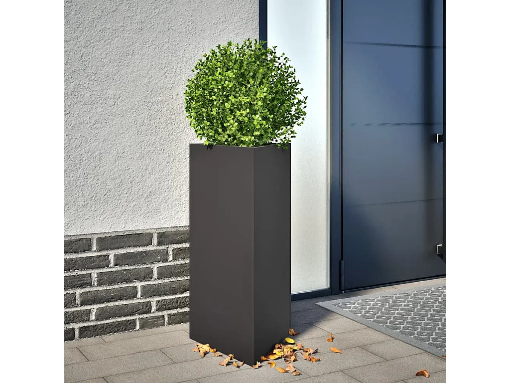 Jardineras triangulares 2 uds acero negro 40x34,5x70 cm