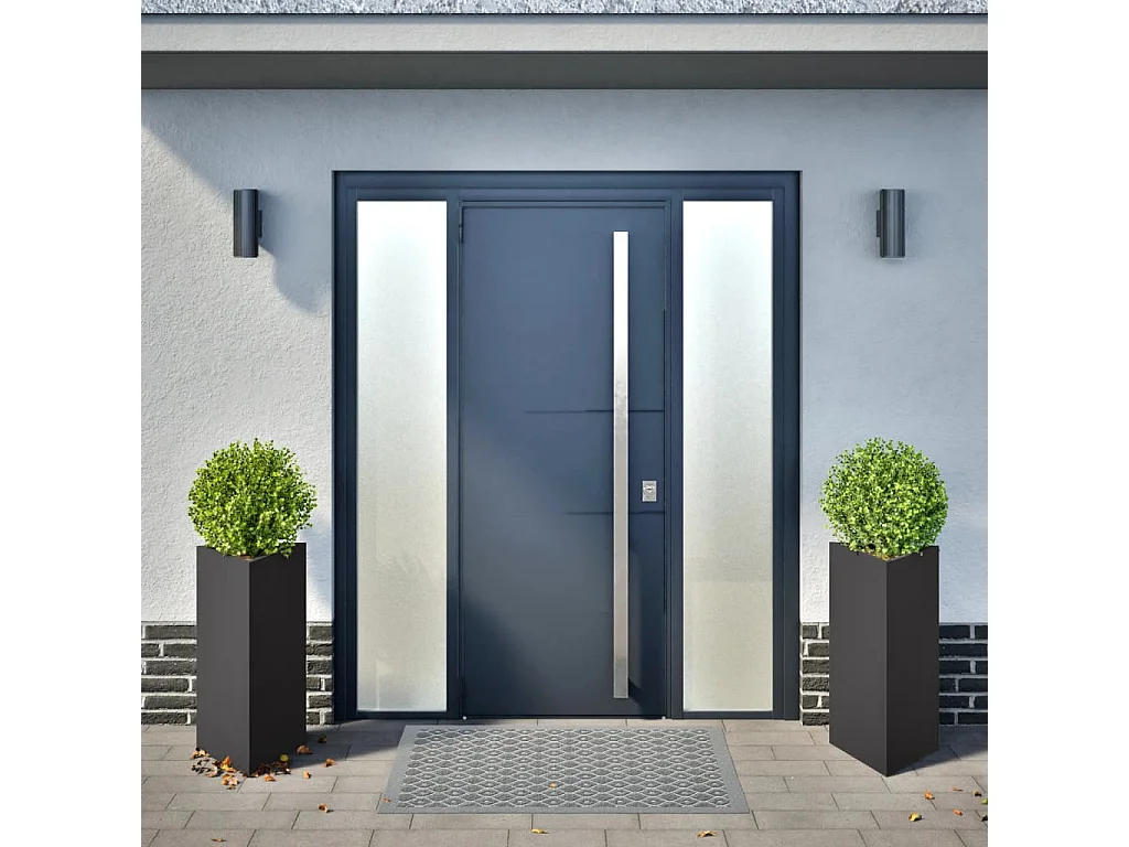 Jardineras triangulares 2 uds acero negro 40x34,5x70 cm