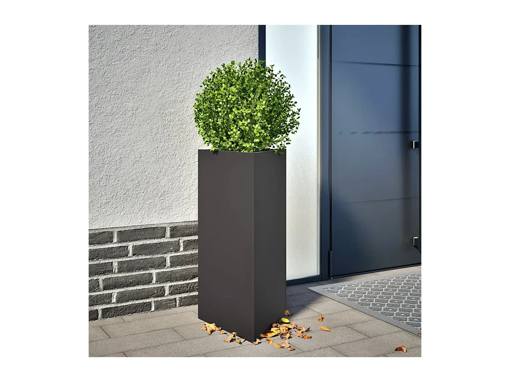 Plantenbakken 2 st driehoek 40x34,5x70 cm staal zwart