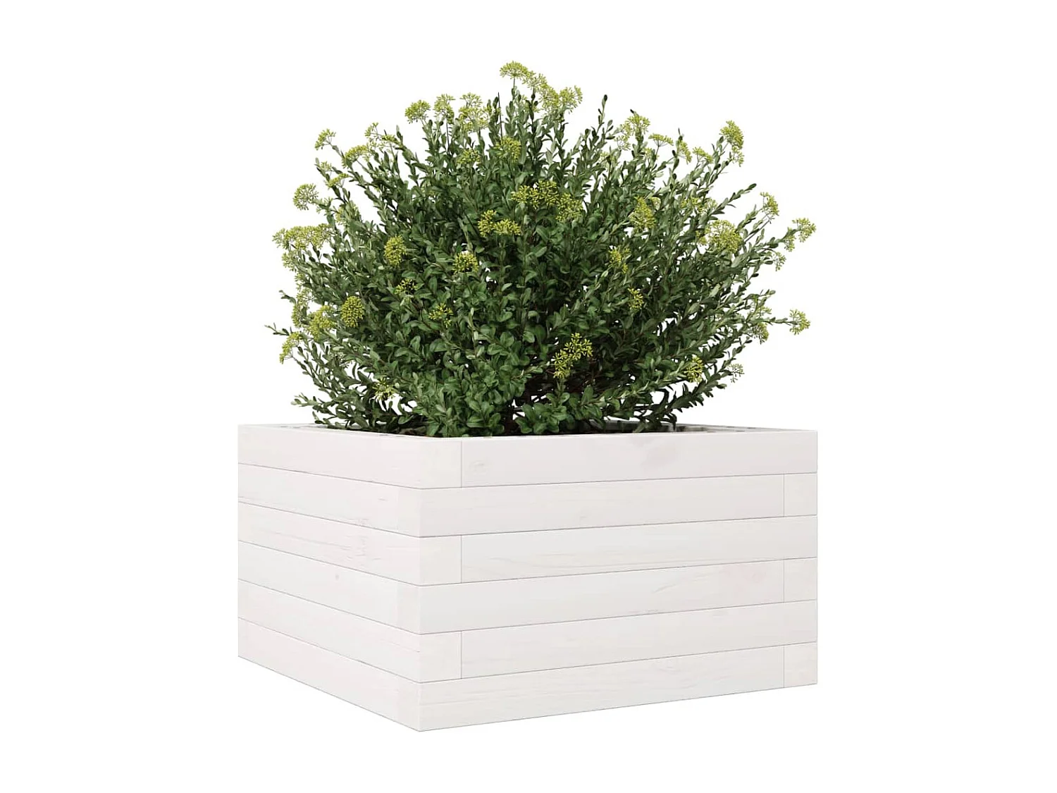 Jardinière blanc 40x40x23 cm bois de pin massif