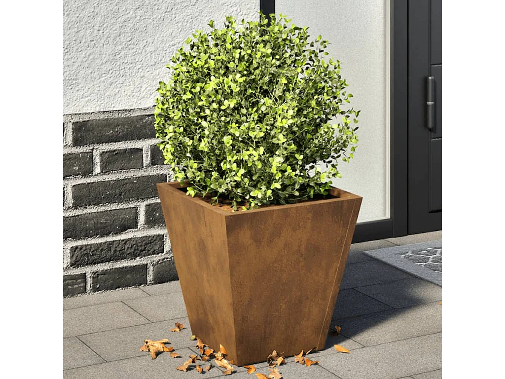 Vaso/floreira de jardim 2 pcs 30x30x30 cm aço corten