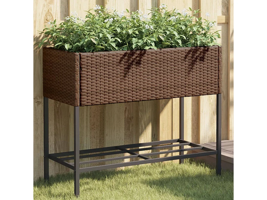 Jardinières avec étagère 2 pcs brun 90x40x75 cm résine tressée