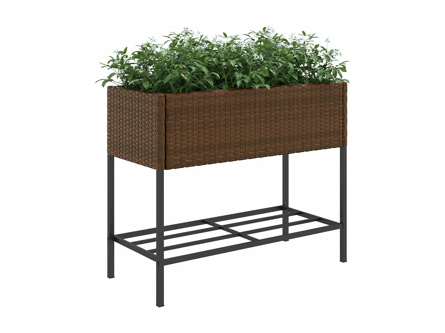 Jardinières avec étagère 2 pcs brun 90x40x75 cm résine tressée