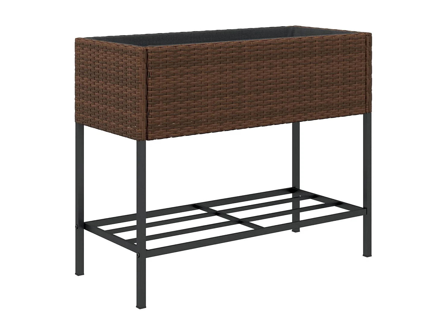 Jardinières avec étagère 2 pcs brun 90x40x75 cm résine tressée