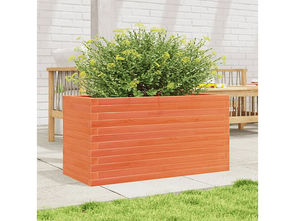 Jardinière cire marron 90x40x46 cm bois de pin massif