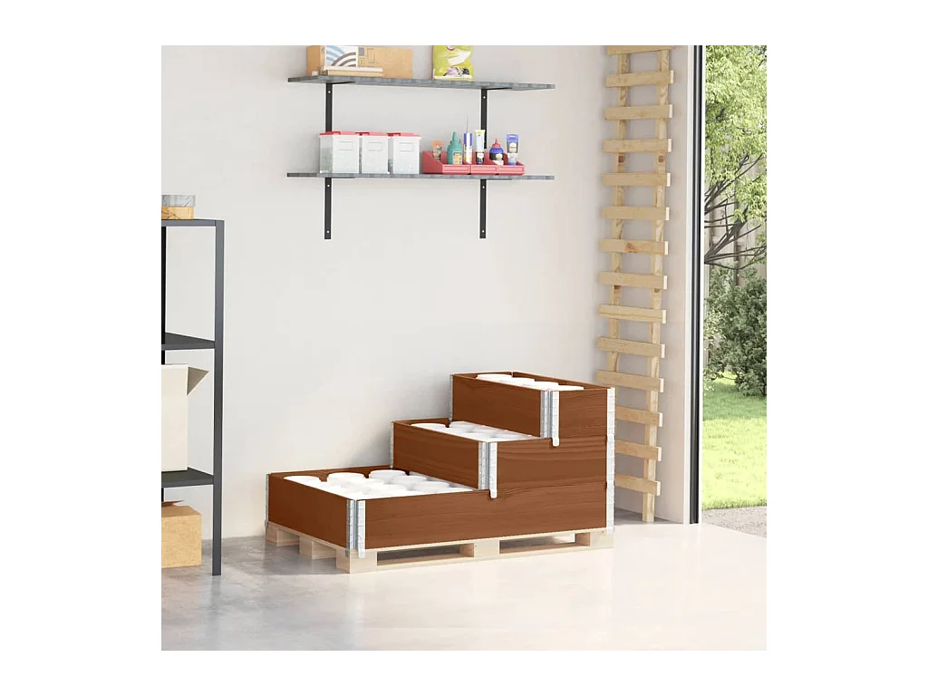 Fioriera Rialzata a 3 Livelli Marrone 120x80 cm Legno di Pino