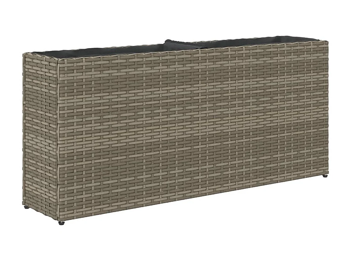 Hochbeet mit 2 Fächern Grau 90x20x40 cm Poly Rattan