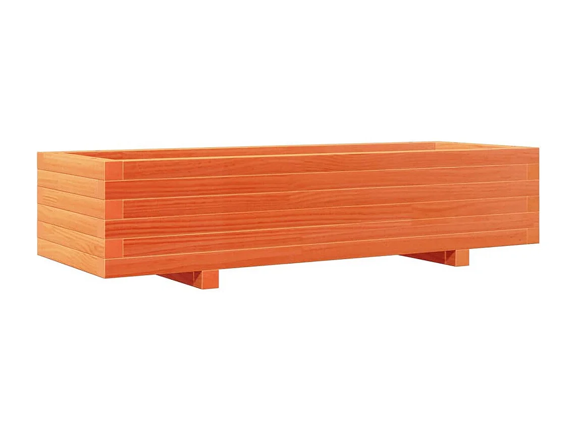Jardinera de madera maciza de pino marrón cera 110x40x26,5 cm