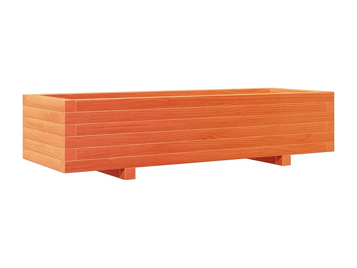 Jardinera de madera maciza de pino marrón cera 110x40x26,5 cm