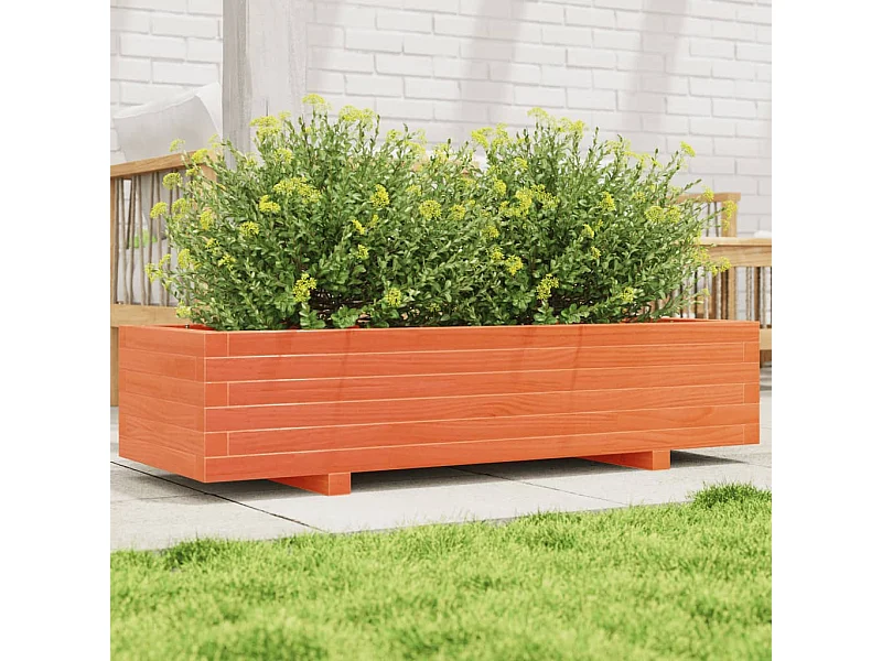 Jardinière cire marron 110x40x26,5 cm bois de pin massif