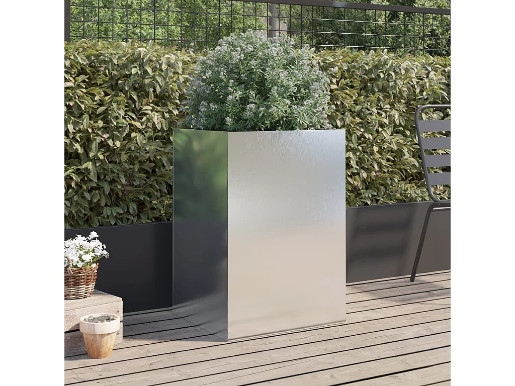 Vaso/floreira 52x48x75 cm aço inoxidável prateado