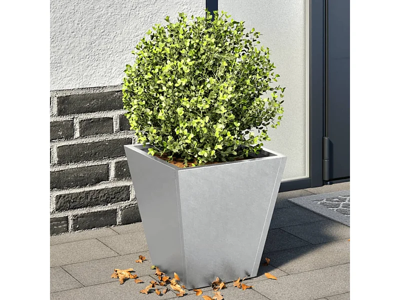 Fioriere da Giardino 2 pz 30x30x30 Grigie in Acciaio Zincato