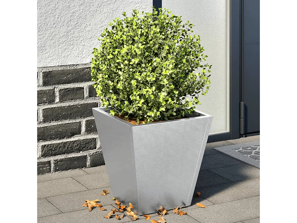 Fioriere da Giardino 2 pz 30x30x30 Grigie in Acciaio Zincato