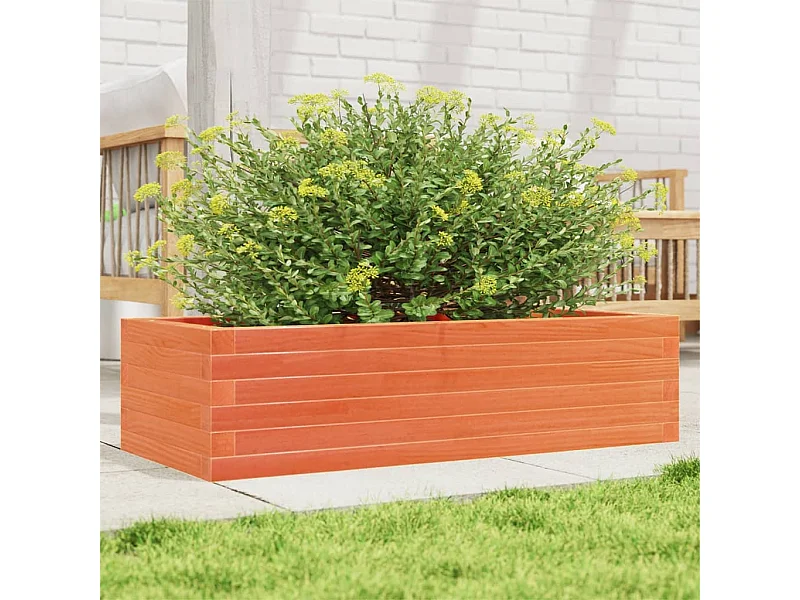 Vaso/floreira de jardim 90x40x23 cm pinho maciço castanho-mel