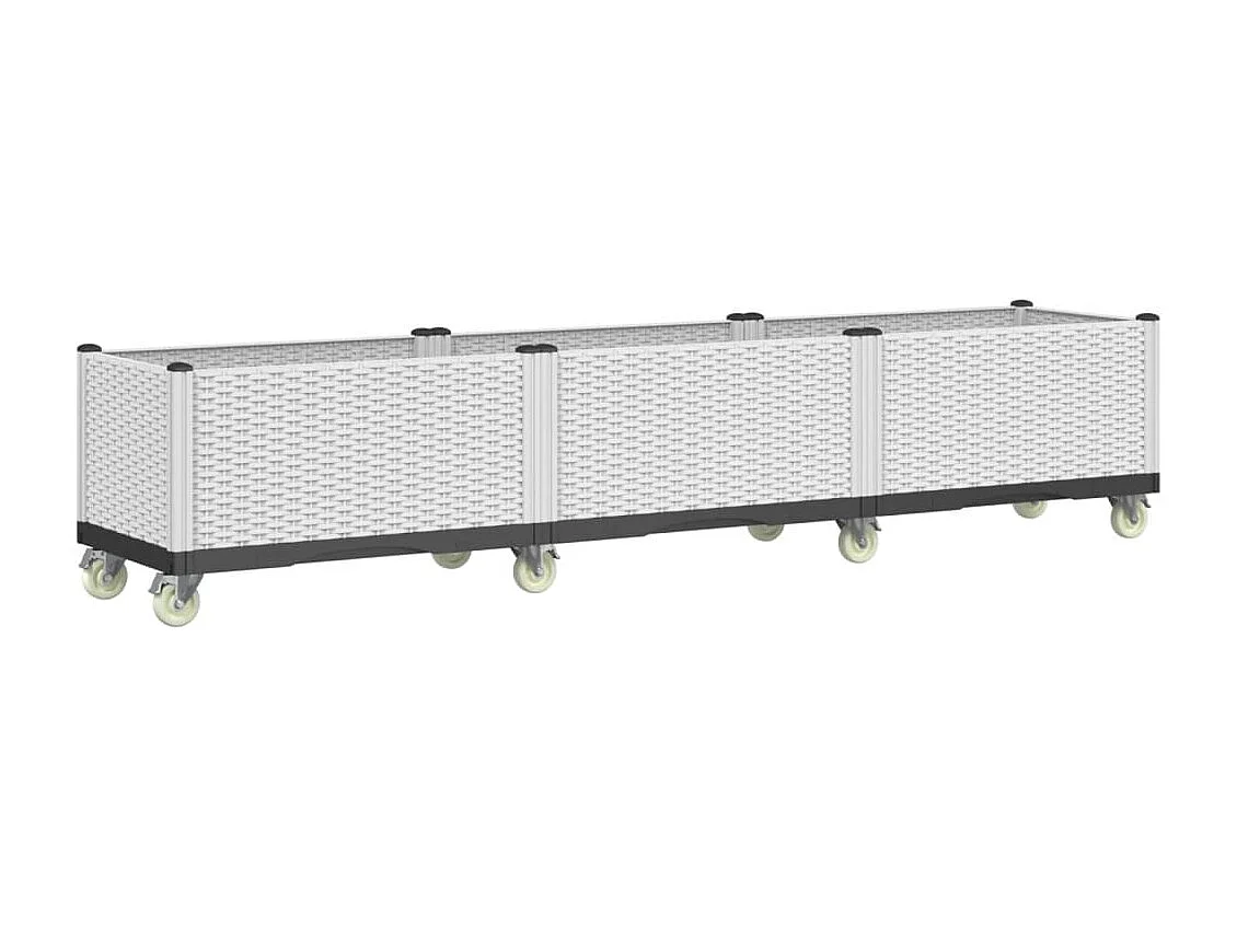 Jardinière à roulettes blanc 240x50x54 cm PP