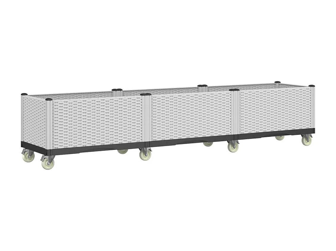 Jardinière à roulettes blanc 240x50x54 cm PP