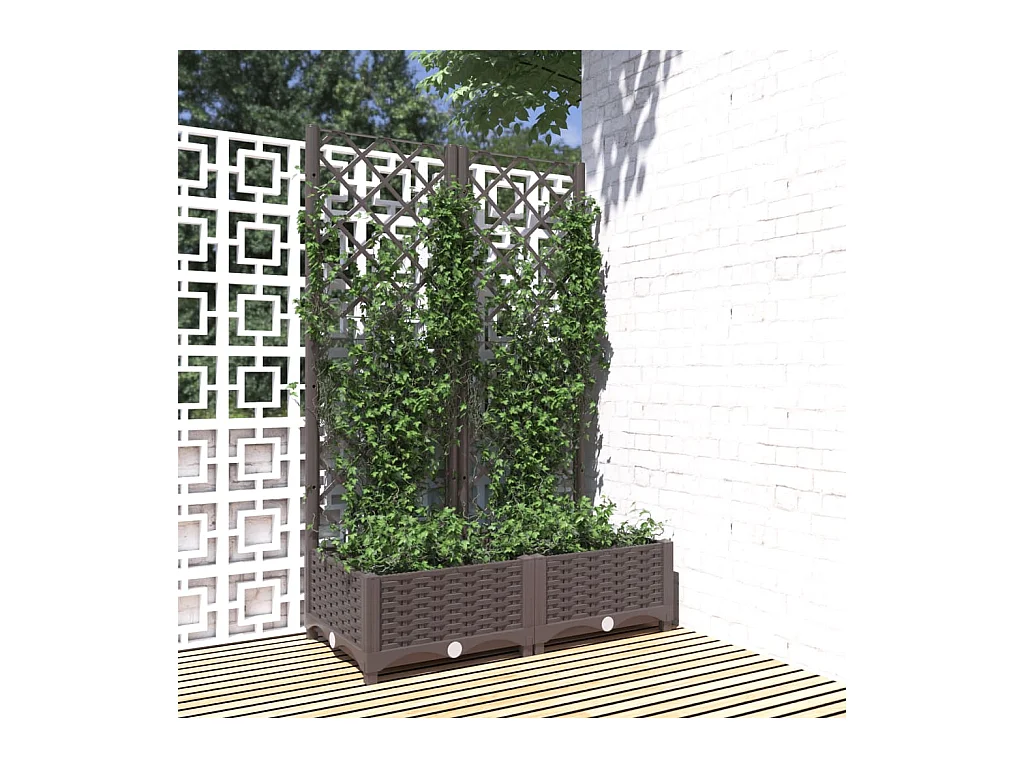 Jardinière avec treillis Marron 80x40x121,5 cm PP