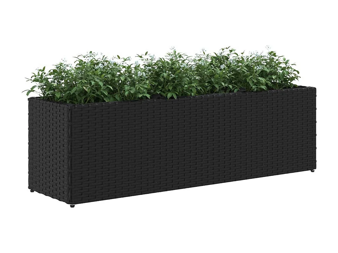 Hochbeet mit 3 Fächern Schwarz 105x30x32 cm Poly Rattan