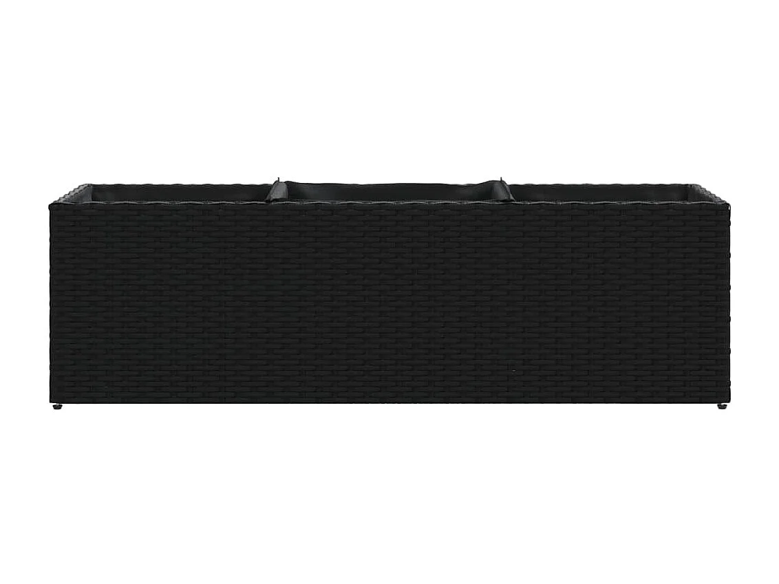 Hochbeet mit 3 Fächern Schwarz 105x30x32 cm Poly Rattan