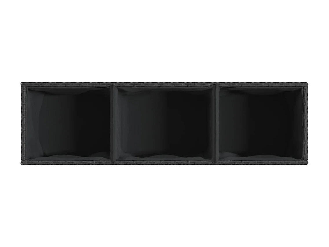 Hochbeet mit 3 Fächern Schwarz 105x30x32 cm Poly Rattan