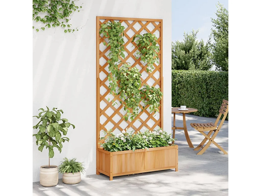 Pflanzkübel mit Spalier Braun Massivholz Tanne