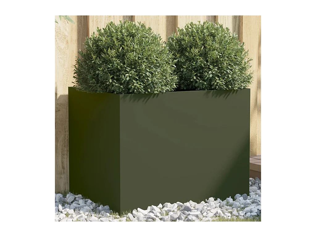 Jardinière vert olive 62x47x46 cm acier