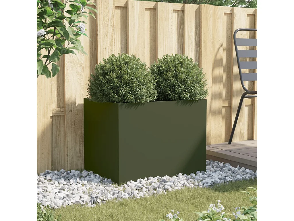 Jardinière vert olive 62x47x46 cm acier