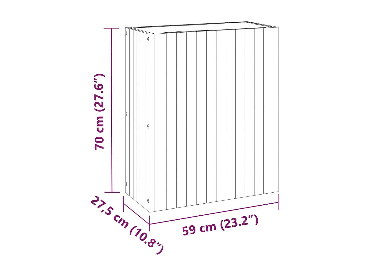 Jardinière 59x27,5x70 cm bois massif d'acacia