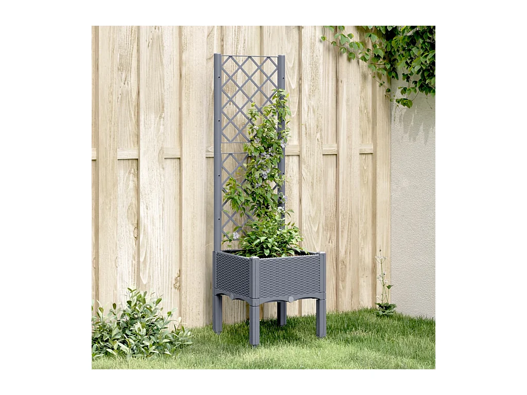 Fioriera Giardino con Traliccio Grigio Blu 40x40x142 cm PP