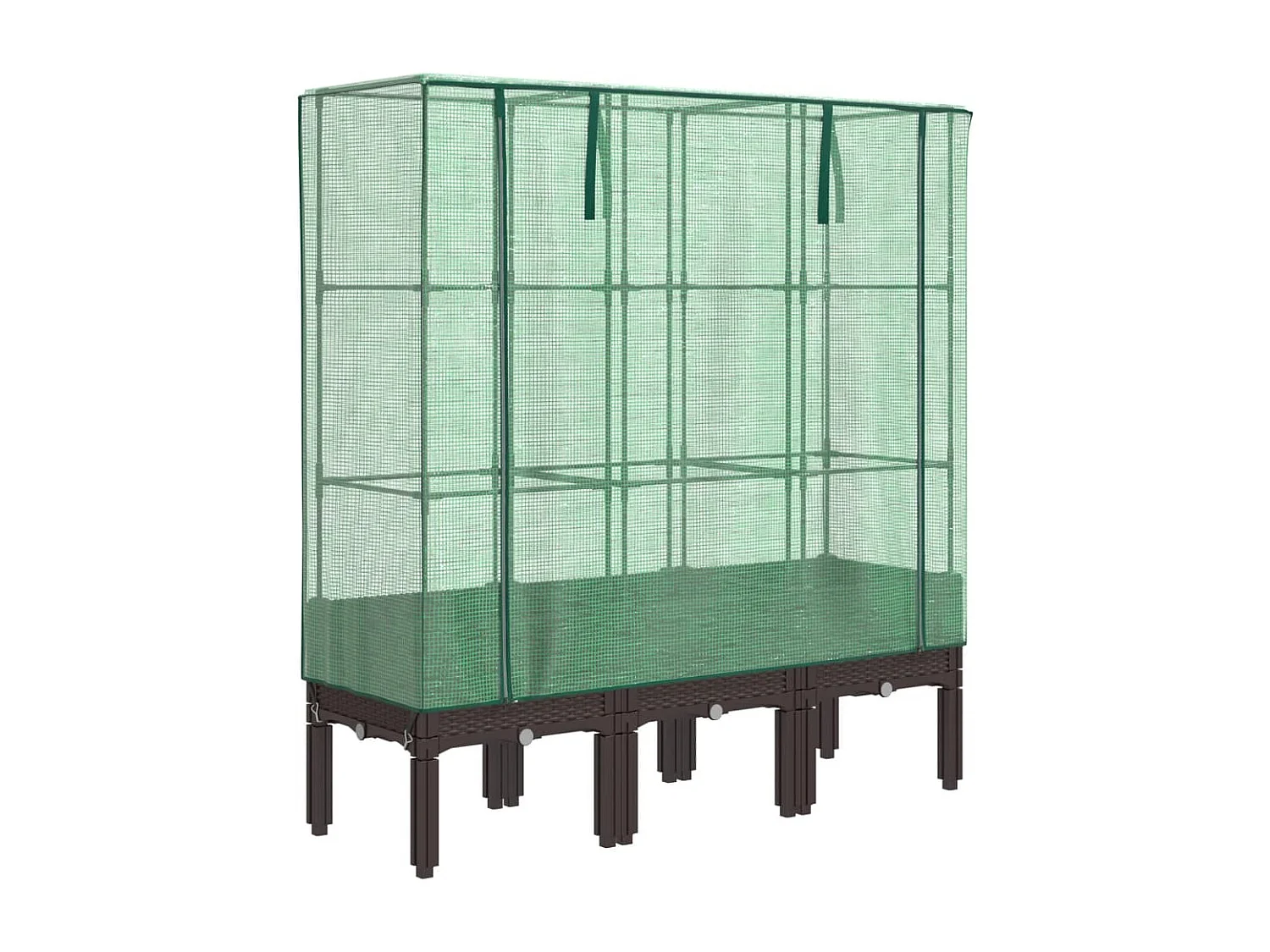 Hochbeet mit Gewächshaus-Aufsatz Rattan-Optik 120x40x140 cm