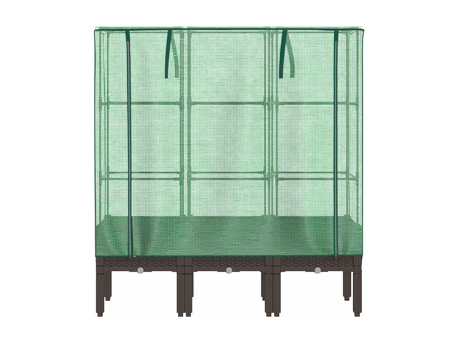 Hochbeet mit Gewächshaus-Aufsatz Rattan-Optik 120x40x140 cm