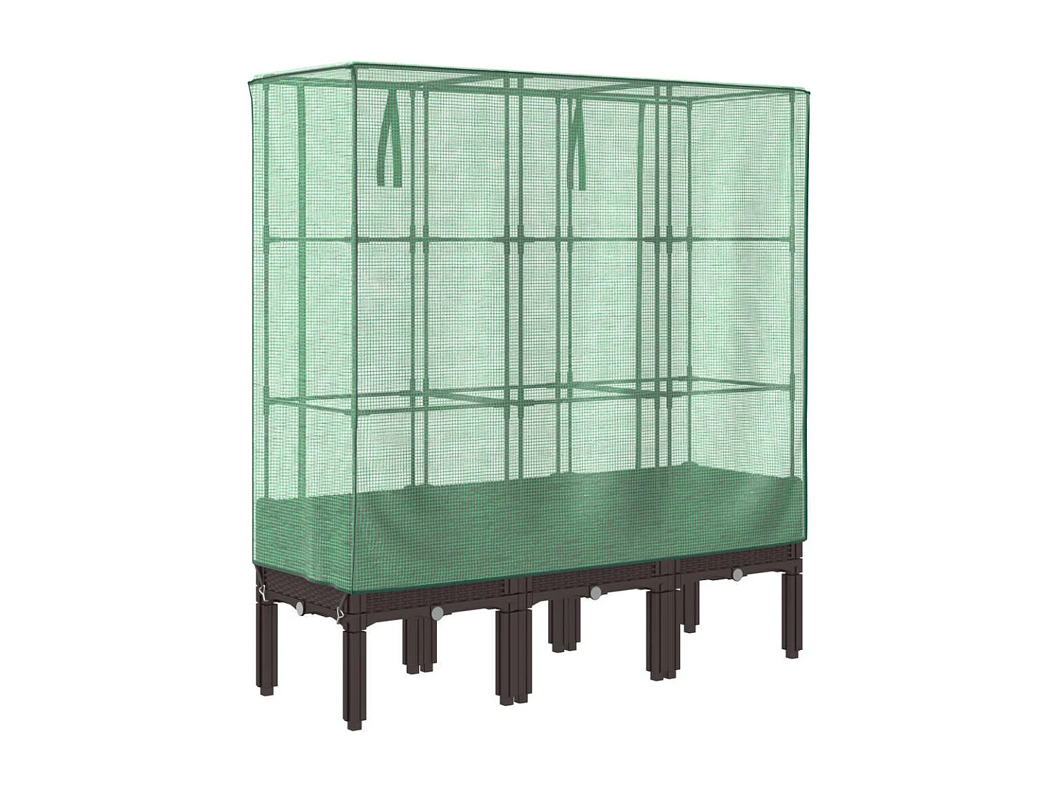 Hochbeet mit Gewächshaus-Aufsatz Rattan-Optik 120x40x140 cm