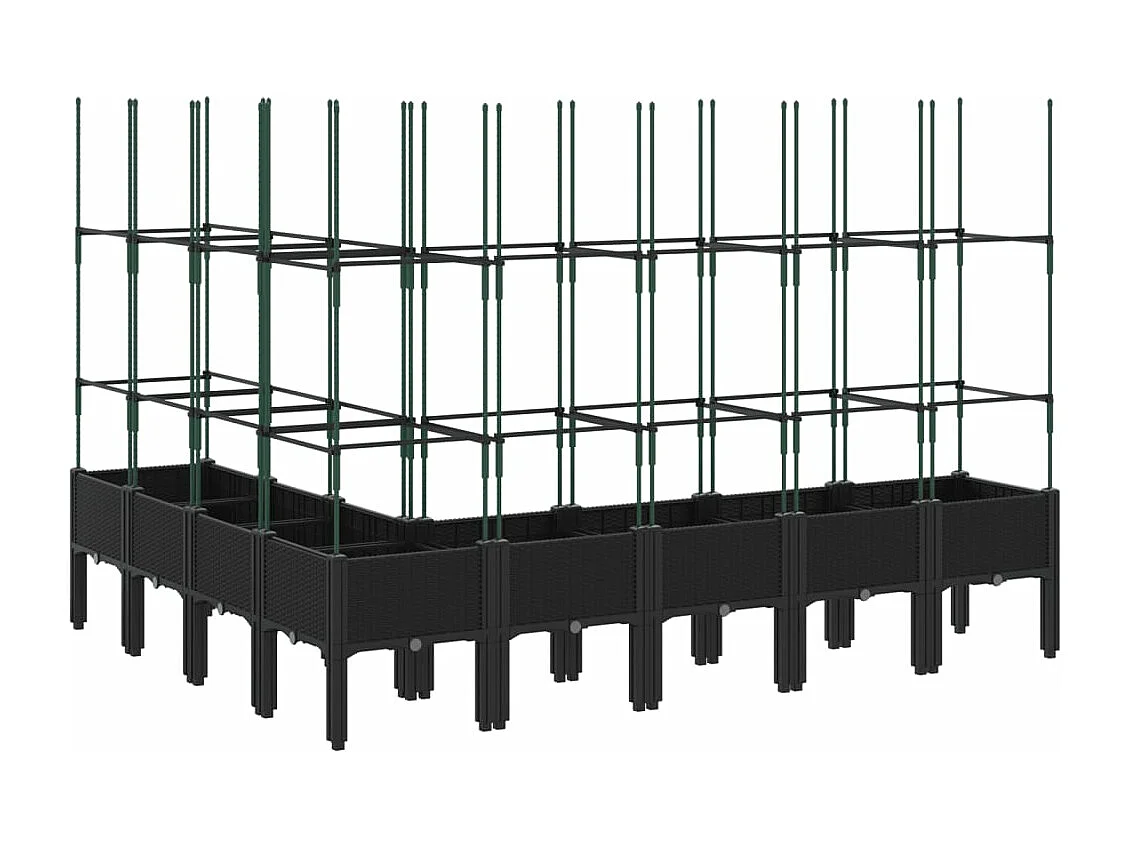 Fioriera da Giardino con Traliccio Nera 200x160x142,5 cm in PP