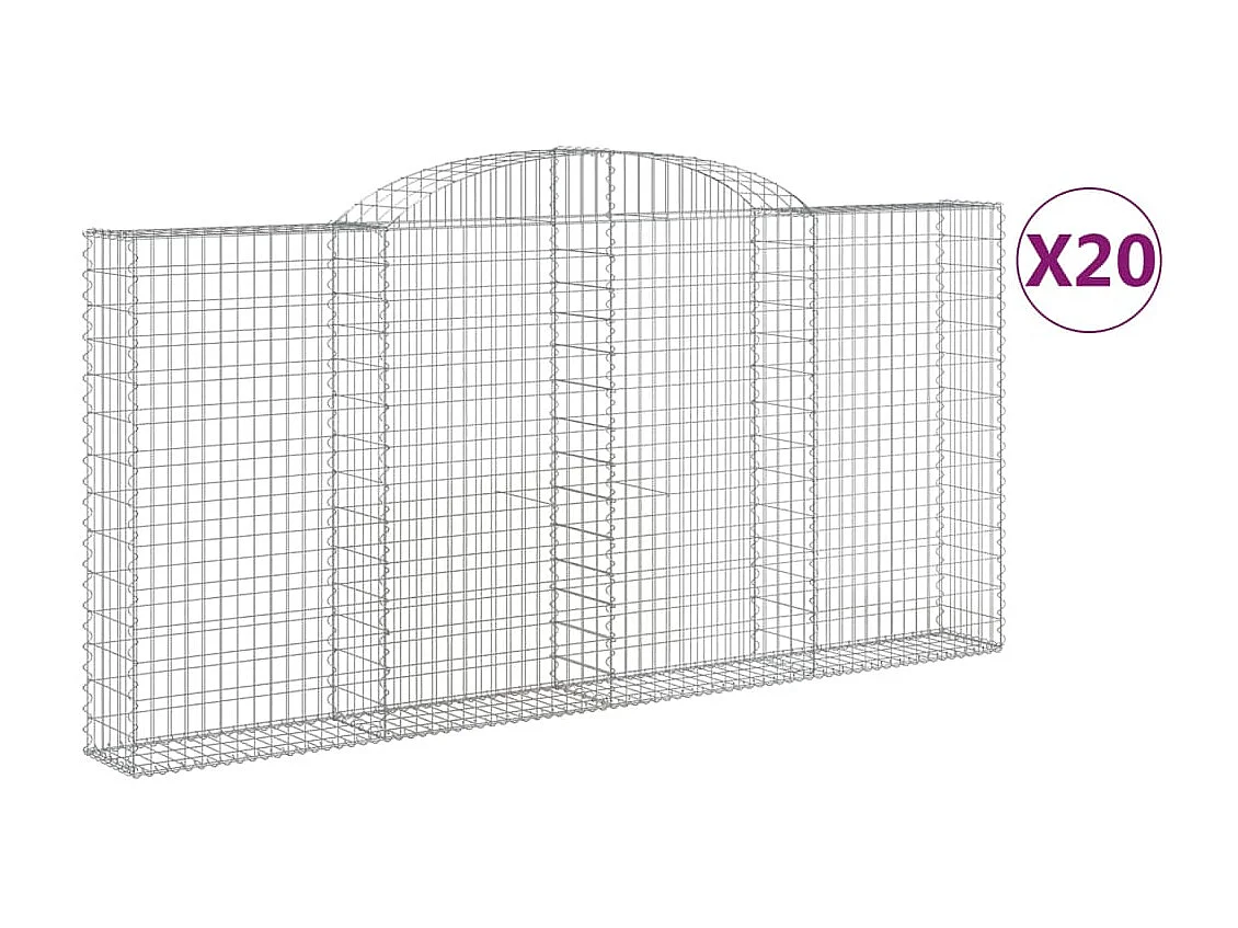 Cesti Gabbioni ad Arco 20 pz 300x30x140/160 cm Ferro Zincato